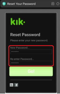 set new kik password