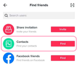 Find TikTok username from Contacts