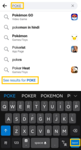 Tap On The Search Button to find poke option