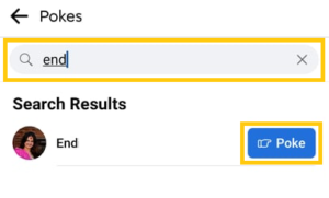 Tap poke button to Poke Someone On Facebook you want