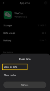 Tap clear all data to WeChat Profile Picture Not Showing Up