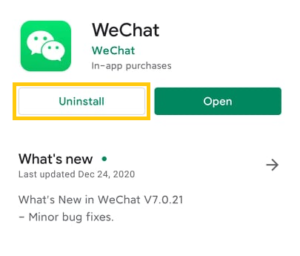 Uninstall the WeChat Application to fIx WeChat Profile Picture Not Showing Up
