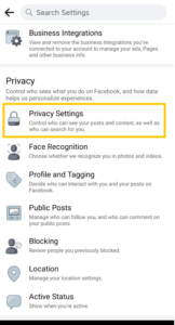 Privacy Settings on Facebook
