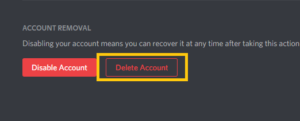 delete discord account
