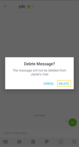 Tap On The DELETE Button to remove all messages on Kik