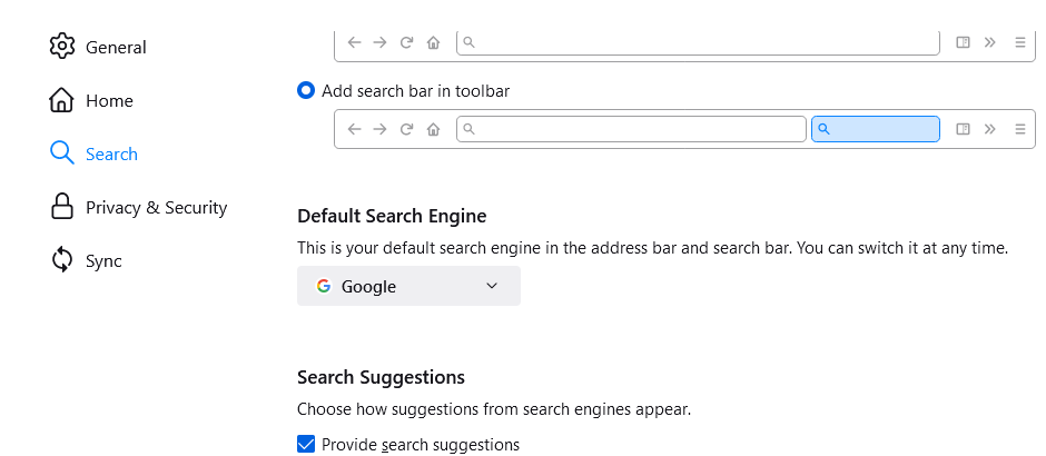 Set Google as Default Search on Mozilla Firefox