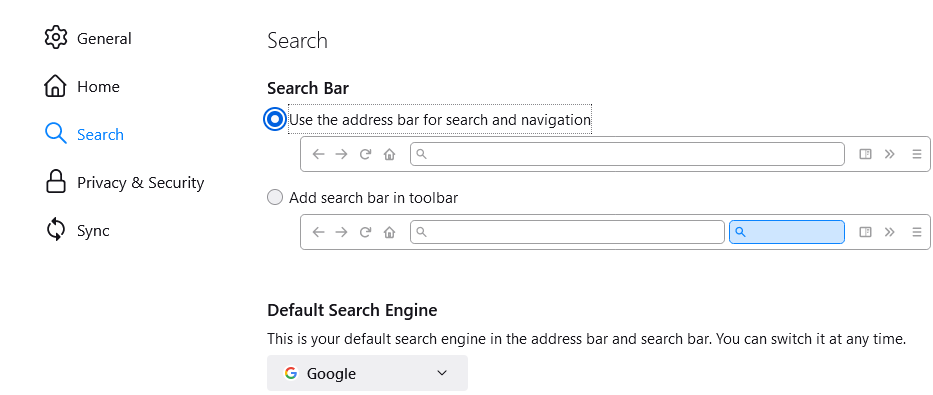 fix firefox search bar not working