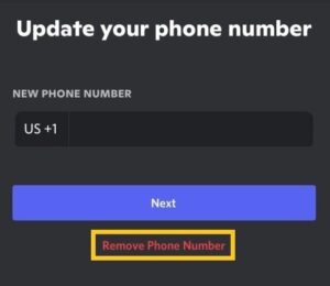unlink phone number from discord