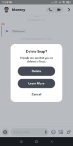 Delete video or picture from chat on Snapchat